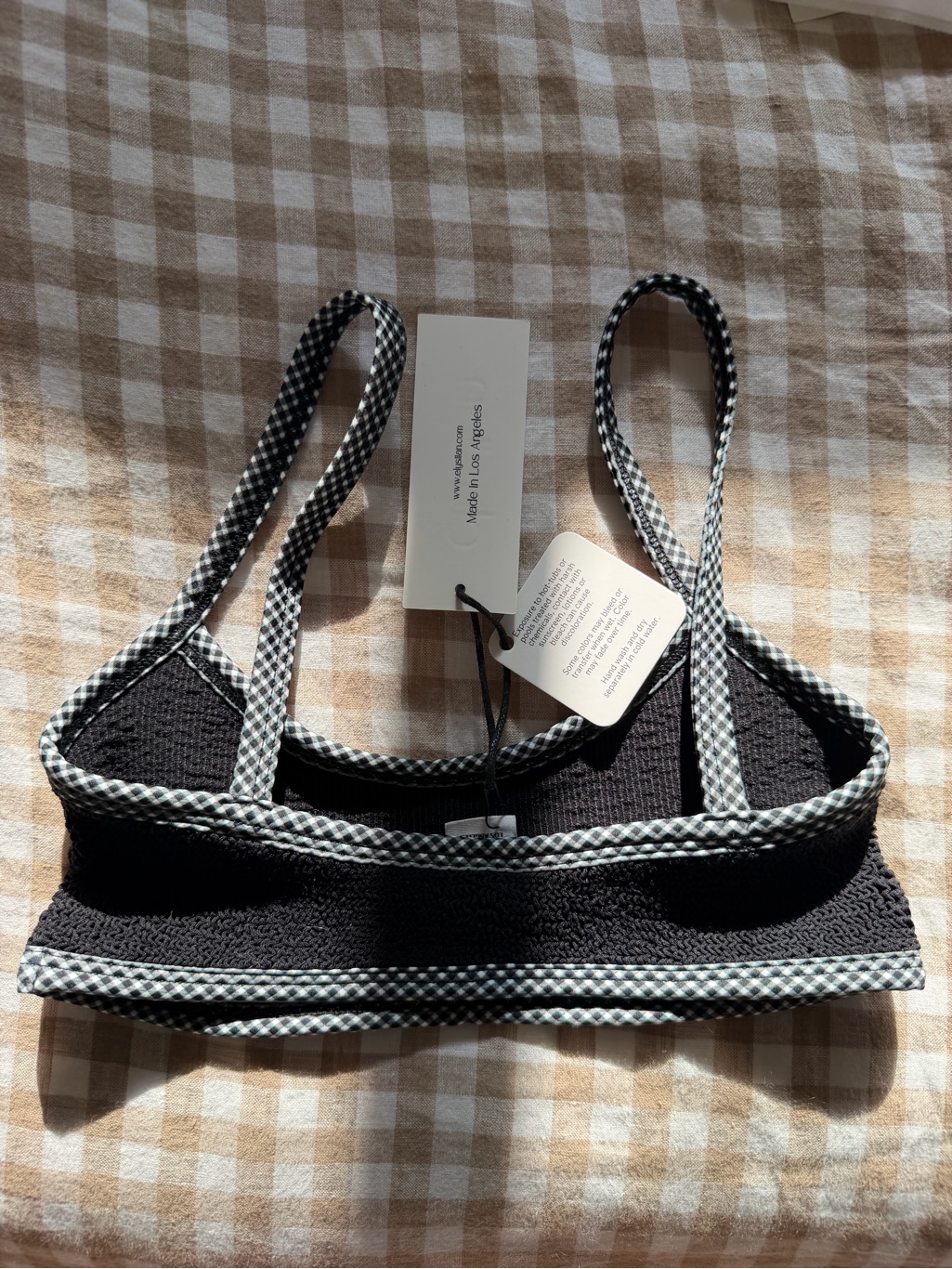 Elysiian Balboa Bikini Top With Gingham Trim — image 2 of 3
